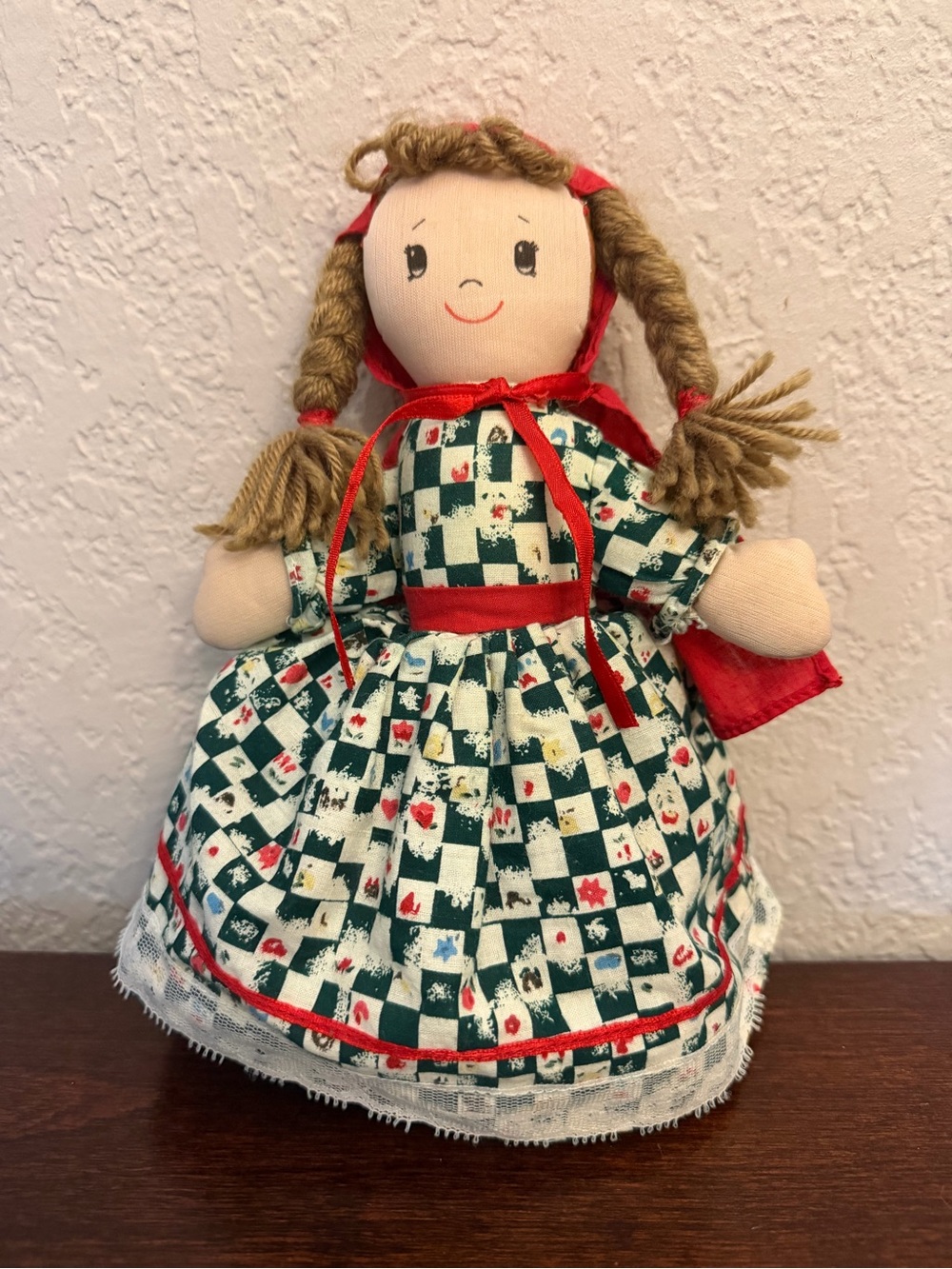 Vintage Cloth Topsy-Turvy 3 In 1 Doll Little Red Riding Hood, Grandma & The Wolf